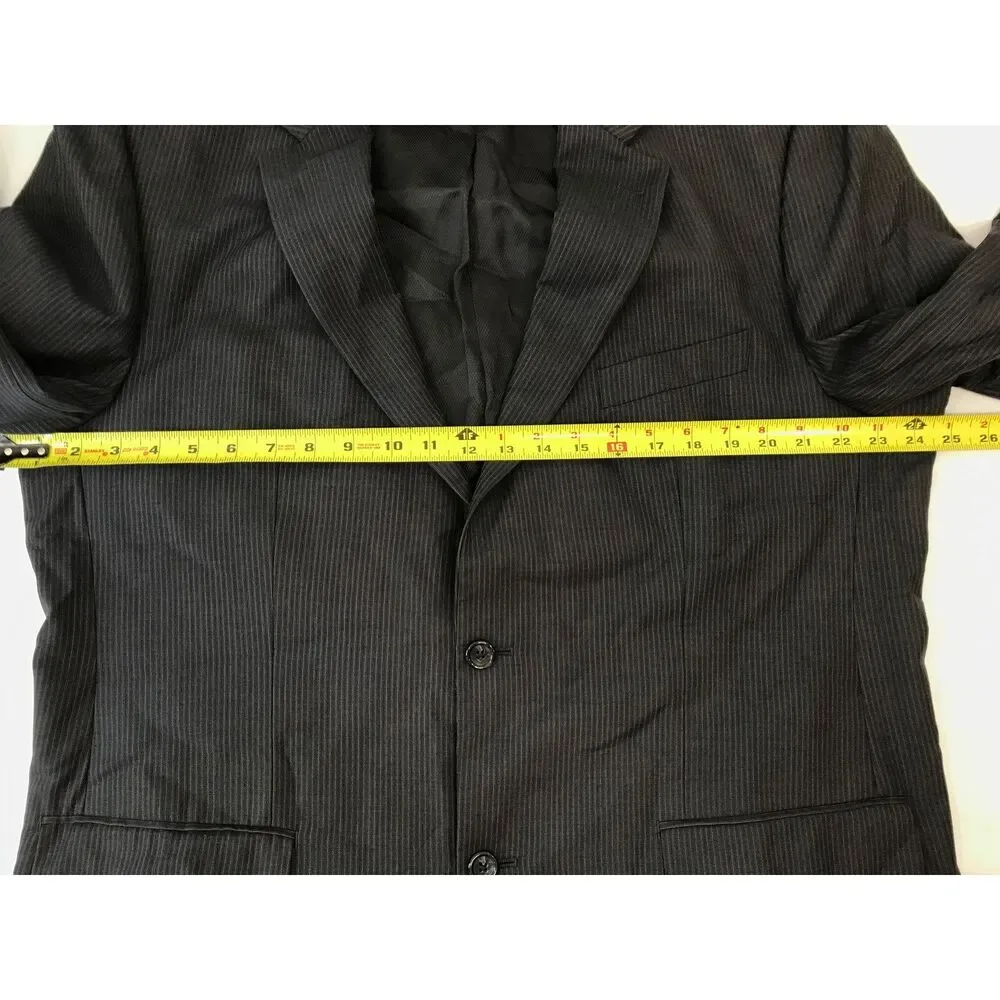 Alfani for Macy's Men's Stripe Gray Wool Woolmark 2 Button Blazer Jacket